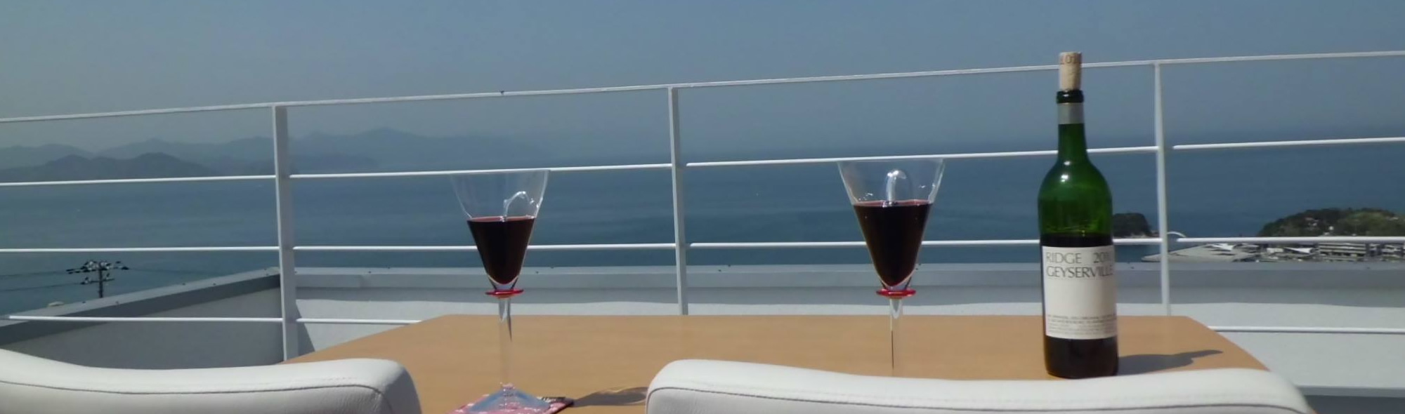海を眺めながらのワイン